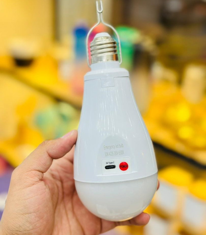 لامپ شارژی اضطراری ۳۰ وات LED با پورت Type-C | نور سفید 6500K