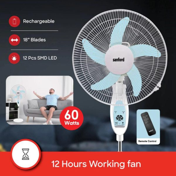 پنکه ایستاده شارژی سانفورد قابلیت شارژ خورشیدی مدل SF974SFN