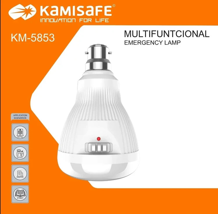 چراغ اضطراری آویزدار کامی سیف مدل KM-5853 رنگ مهتابی