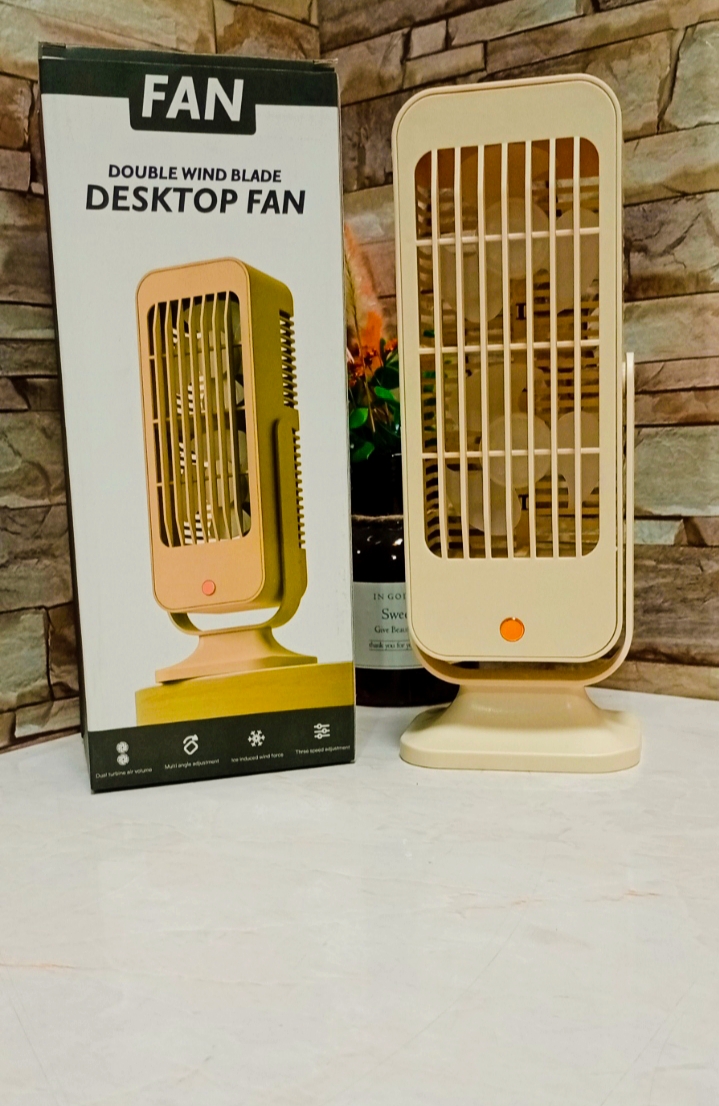 پنکه رومیزی شارژی دو فن مدل desktop fan- آف ویژه