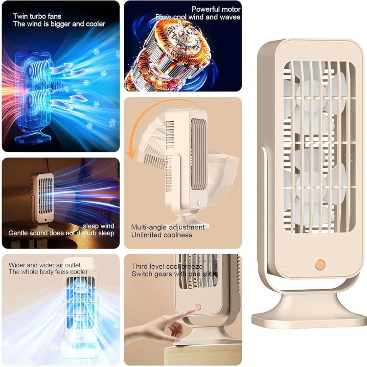 پنکه رومیزی شارژی دو فن مدل desktop fan- آف ویژه