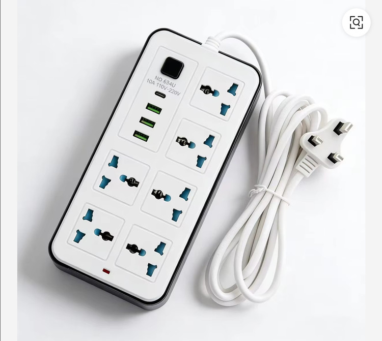 چند راهی برق اورجینال USB دار با 6عدد پریز و طول کابل 2متر