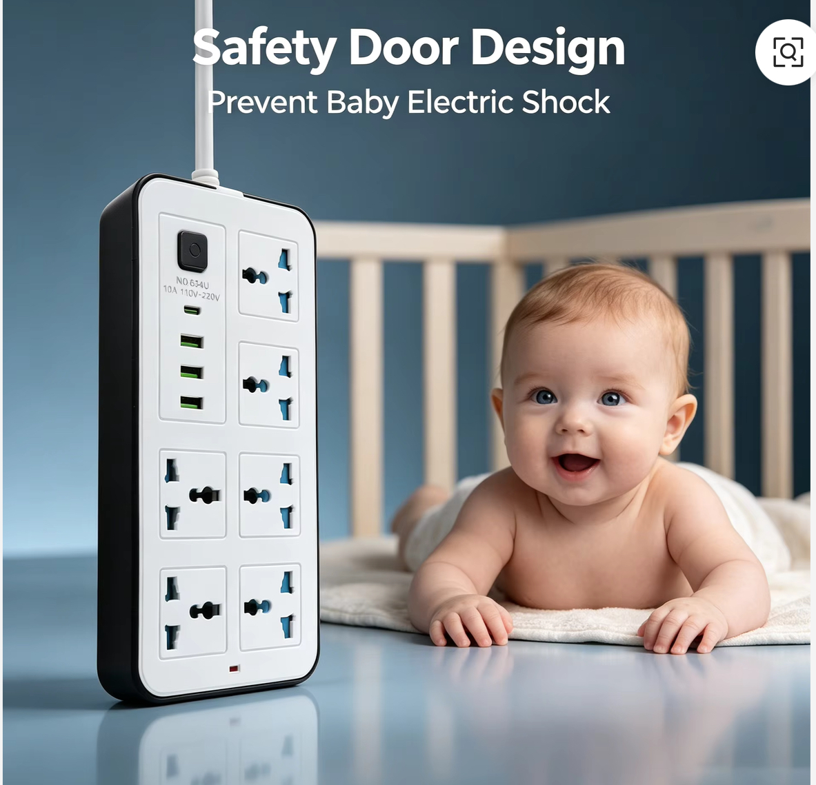 چند راهی برق اورجینال USB دار با 6عدد پریز و طول کابل 2متر