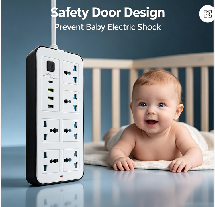 چند راهی برق اورجینال USB دار با 6عدد پریز و طول کابل 2متر